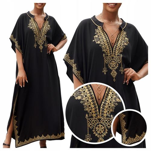 PAREO na plażę ZWIEWNA sukienka długa narzutka LETNIA tunika damska BOHO na Arena.pl