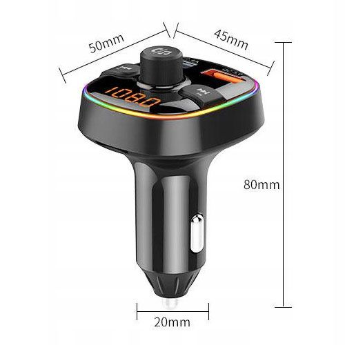 Transmiter FM Bluetooth głośnomówiący 2xUSB QC3.0 na Arena.pl