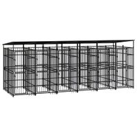 Kojec zewnętrzny dla psów, z zadaszeniem, stalowy, 11,06 m²