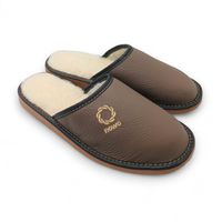 Kapcie męskie ocieplane skórzane brązowe ciepłe 41