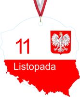 MEDAL Z PLEXI 5,5 cm nadruk UV 11 Listopada flaga godło kolorowe wzory