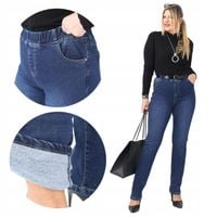 SPODNIE JEANS DAMSKIE OCIEPLANE DUŻE ROZMIARY GUMA W PASIE ELASTYCZNE