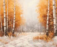 Plakat 60x50cm Jesienne Brzozy