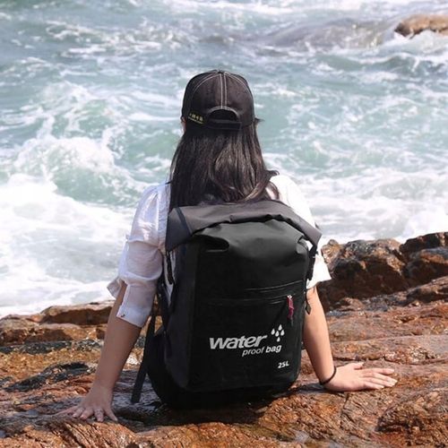 WODOSZCZELNY PLECAK TORBA WOREK WODOOPORNY 25L PODRÓŻNY TURYSTYCZNY CZARNY na Arena.pl