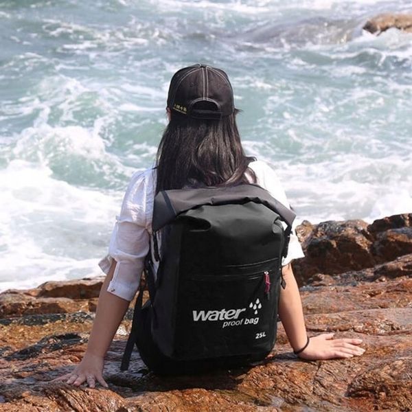 WODOSZCZELNY PLECAK TORBA WOREK WODOOPORNY 25L PODRÓŻNY TURYSTYCZNY CZARNY zdjęcie 9