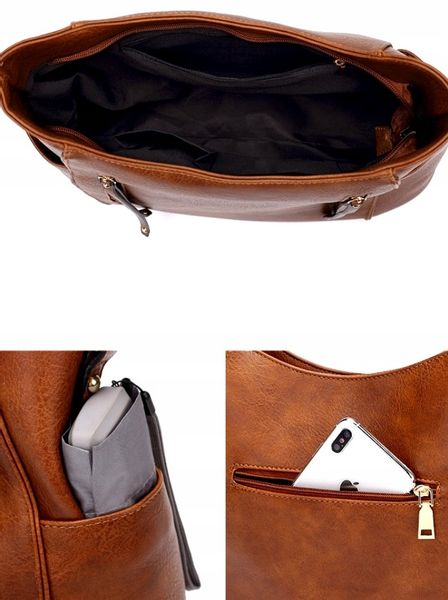 Damska Brązowa Torba Pojemna Torebka A4 Skórzana zdjęcie 10