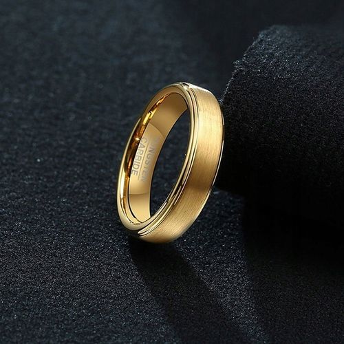 18K ZŁOTA OBRĄCZKA FAZOWANA Z WOLFRAMU MATOWA r.20 na Arena.pl