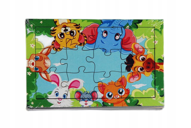 Drewniana EKO kolorowa układanka dla dzieci Zabawka PUZZLE 12 el. zdjęcie 1