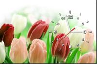 60CM 40CM ZEGAR OBRAZ CZERWONE TULIPANY DRUK PŁÓTNO RAMA