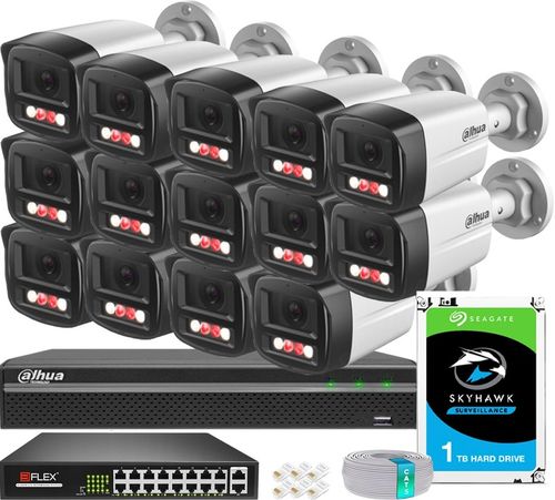 Zestaw Monitoringu DAHUA 14 Kamer 4MPx 2K+ Dual Light 30m Zewnętrzny PoE na Arena.pl
