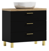 Szafka łazienkowa ROMA 60 czarna z umywalką Blanco (W7)