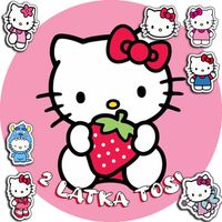 OPŁATEK NA TORT 20CM - KOTEK HEL.LO KITT.Y + IMIĘ + GRATIS! 15CM 18CM