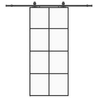 Drzwi przesuwne z zestawem okuć czarne 90x205 cm ESG szkło