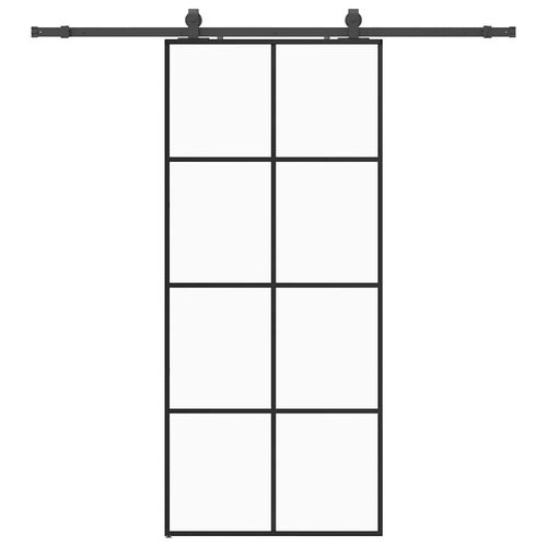 Drzwi przesuwne z zestawem okuć czarne 90x205 cm ESG szkło na Arena.pl