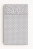 Prześcieradło bawełniane z gumką do łóżeczka 120x60 cm - groszki na szarym