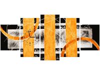 70CM 150CM ZEGAR 5 ELEM POMARAŃCZOWA ABSTRAKCJA DRUK OBRAZ