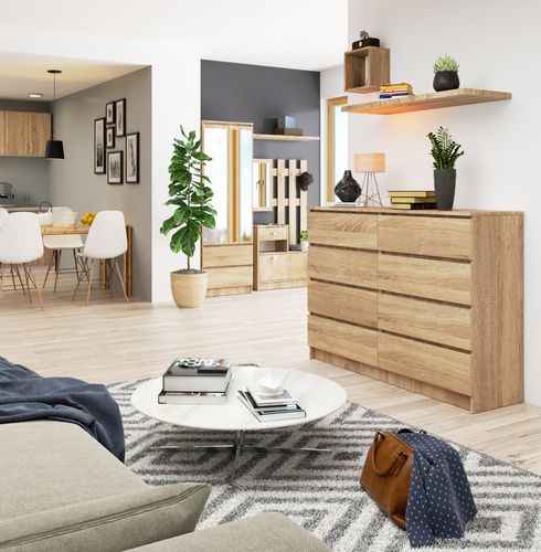 KOMODA K 140 cm 8 SZUFLAD SONOMA na Arena.pl