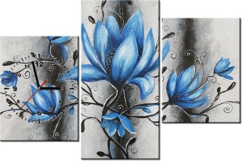 60CM 90 ZEGAR 3 ELEM BUKIET TURKUSOWYCH MAGNOLII ŚCIENNY na Arena.pl