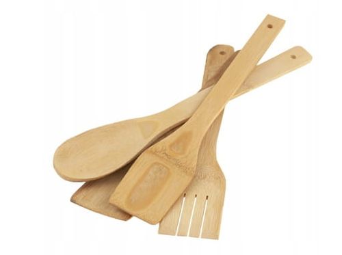 Przybory akcesoria sztućce kuchenne bambusowe łyżki zestaw 5 elementów na Arena.pl