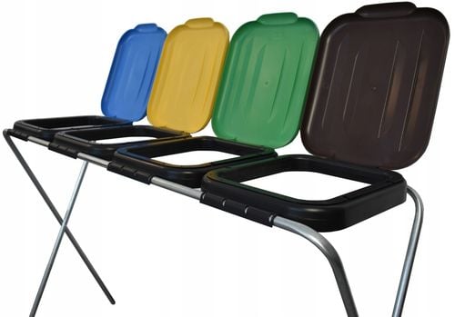 stojak do segregacji odpadów (4-stanowiskowy) niebieski, zielony, brązowy na Arena.pl