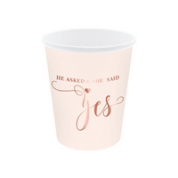 Kubeczki papierowe różowe She said yes na wieczór panieński 6 szt.