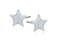 RODOWANE SREBRNE KOLCZYKI GWIAZDKI BIAŁE CYRKONIE