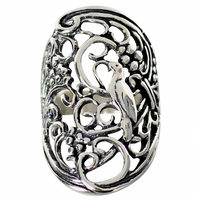 SZEROKI OKAZAŁY PIERŚCIONEK ROŚLINNY ZE SREBRA PRÓBA SREBRA 925