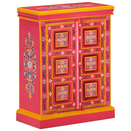 Szafka boczna, lite drewno mango, różowa, ręcznie malowana na Arena.pl