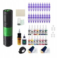 ZESTAW MASZYNKA DO TATUAŻU POSEIDON T-REX PEN TUSZ KARTRIDŻE BEZPRZEWODOWA