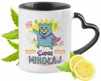 Kubek Czarny Z Uszkiem W Kształcie Serca Dla Mikołaja Idealny Na Prezent