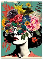 Plakat portret kobieta kwiaty 30x40 cm