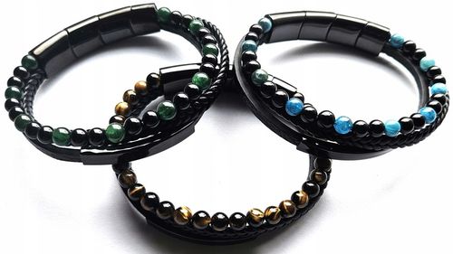 Bransoletka męska REGULOWANA 20-23CM TYGRYSIE OKO SKÓRA JAKOŚĆ VERSATILE na Arena.pl