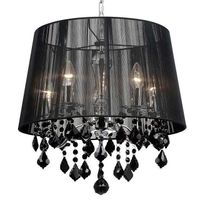 LAMPA wisząca CORNELIA MDM-2572/5 BK Italux abażurowa OPRAWA z kryształkami ZWIS glamour organza mgiełka crystal czarna