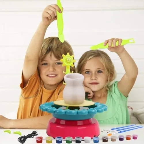 Koło garncarskie zestaw z gliną farbami kreatywny na Arena.pl