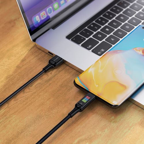Kabel przewód USB-A - USB-C 60W z wyświetlaczem 1.2m czarny na Arena.pl