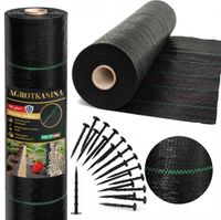 AGROTKANINA CZARNA 1,6×50m 135g/m2 Agrowłóknina antychwastowa UV + Kotwy