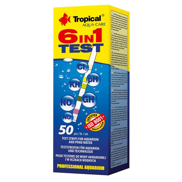 Tropical TEST 6in1 50 pasków PH KH GH NO2 NO3 CL2 zdjęcie 1