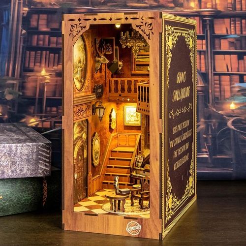 PUZZLE 3D PODPÓRKA DO KSIĄŻEK LED DIY MINIATUROWY DOMEK DREWNIANY BV02-003 na Arena.pl