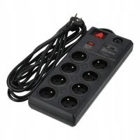SCHMITH PRZEDŁUŻACZ GUMOWY Z WYŁĄCZNIKIEM 8+2 gniazda USB KABEL 5m 3x1,5 mm