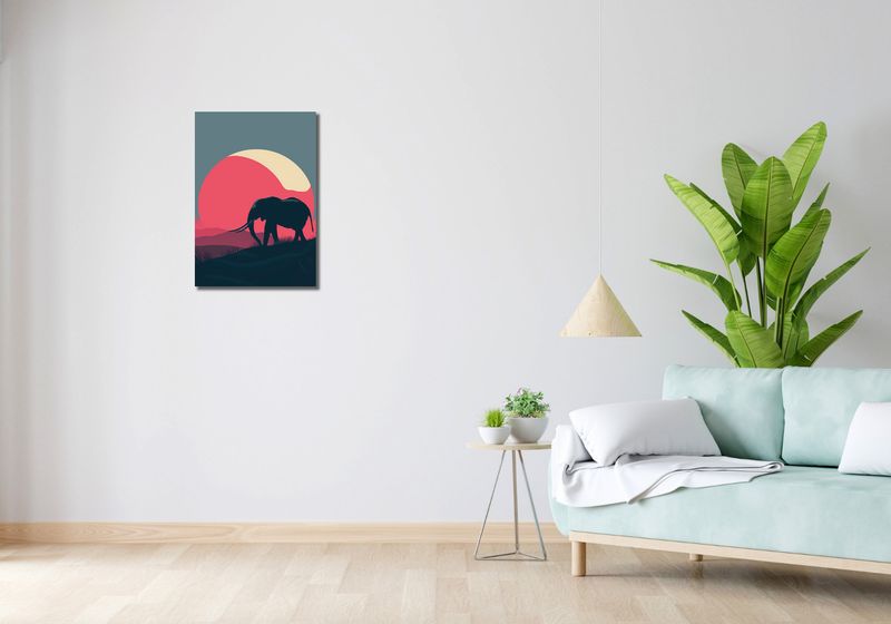 Obraz 40x60cm Słoń przy Czerwieni zdjęcie 2