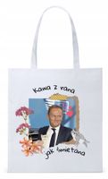Donald Tusk Platforma Torba Eco Biała Shopper Z Nadrukiem Ze Zdjęciem