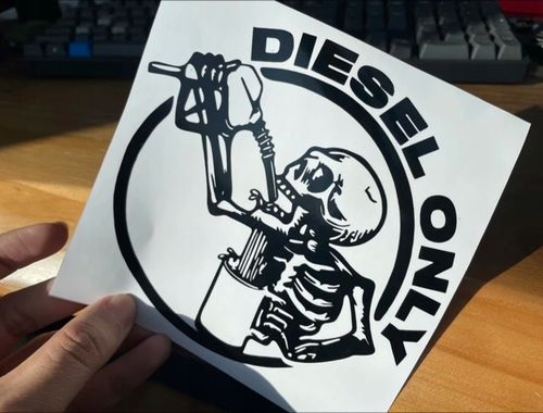 Naklejka Wlepka na Samochód Motor Wlew Paliwa DIESEL ONLY Kościotrup Skull na Arena.pl