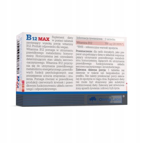 Olimp Laboratories B12 MAX tabletki 60 szt. na Arena.pl
