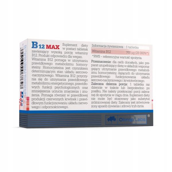 Olimp Laboratories B12 MAX tabletki 60 szt. zdjęcie 2
