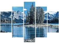 105CM 150CM ZEGAR 5 ELEM JEZIORO MALIGNE ZIMĄ DRUK OBRAZ