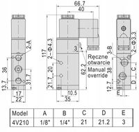 Elektrozawór do siłowników 5/2 1/4 + złączki 8 mm 230 V 4V210 FS 4101