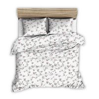 Pościel z kory 160x200 biała różowe bukieciki