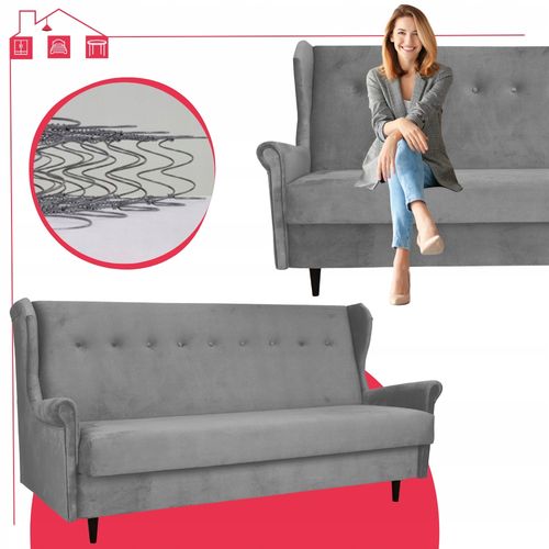 Komplet wypoczynkowy do pokoju funkcja spania jasnoszary ARI na Arena.pl