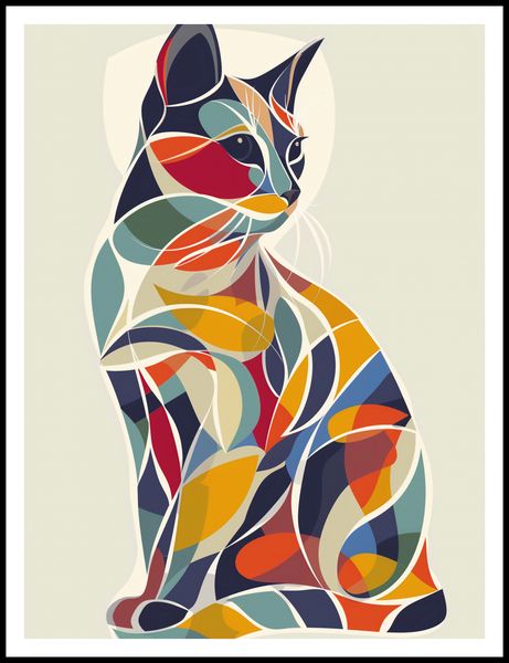 Plakat 75x100cm Kalejdoskopowy Kot zdjęcie 3