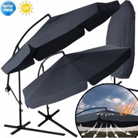 GRAFITOWY PARASOL OGRODOWY NA WYSIĘGNIKU WODOODPORNY SKŁADANY Z KORBĄ 3,5M